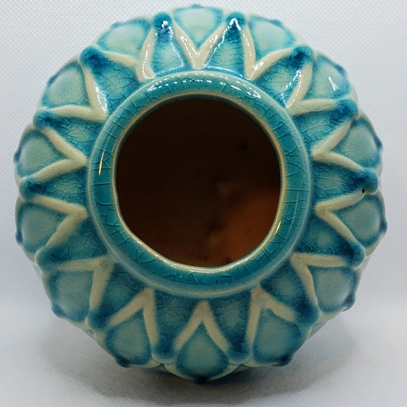 Blue Ceramic Round Vase from Grassland Roads - Picture 4 of 7